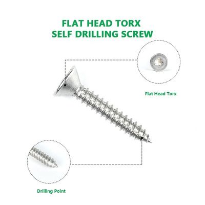 Μετρικό ανοξείδωτο χάλυβα ST4.8 * 30mm επίπεδα Torx Head αυτο-κλειδώματος βίδες Sus316 Sharp Point αυτο-τρύπανσης βίδα Tapping