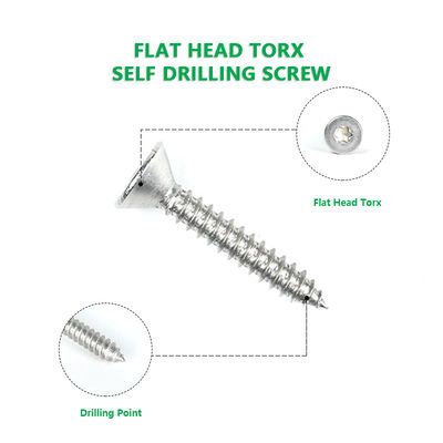 Τεχνική τελική κατασκευή Torx Flat Countersunk Self-Tapping Screws 316 από ανοξείδωτο χάλυβα για ξύλο