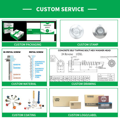Καθαρό φινίρισμα M8 Hex Screw Heavy Duty Self Tapping Στροφές σκυροδέματος Στροφές σκυροδέματος