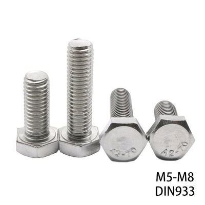 DIN Standard 304 Χάλυβα από ανοξείδωτο χάλυβα Hex Bolt Full Thread Bolt M4 M5 M6 M8 Plain Finish