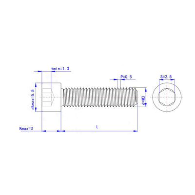 GB πρότυπο M3-M12 304 ανοξείδωτου χάλυβα Hex Socket Fillister Cap Head Threaded Bolt A2-70