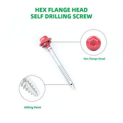 Ατσάλι από ανοξείδωτο χάλυβα Tek βίδα Hex Flange Head Αυτοτρύπανση Αυτοτρύπανση βίδες με πλυντήριο EPDM