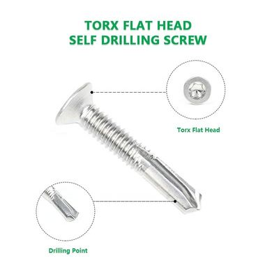Τυποποιημένο μαύρο Csk Flat Head Torx αυτοτρυπάνιση βίδα από ανοξείδωτο χάλυβα Tornillos