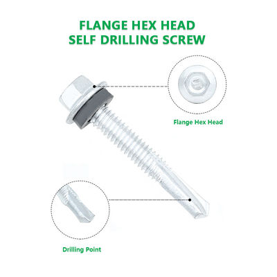 Κίτρινη βίδα κεφαλής οροφής Hex Flange M5.5 X 38 Εξαρτήματα μετρητών Tek 5 Εξαρτήματα για οροφές