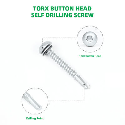 Ράσπερτ Button Torx 12x45 Self Tapping βίδα για την οροφή για Purlin Φρέμασμα από ανοξείδωτο χάλυβα