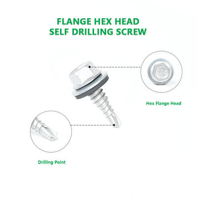 1/4x7/8' Ατσάλι Zinc Alloy Coated Hex Flange Purlin Screws για το σύστημα περιβλήματος κτιρίου