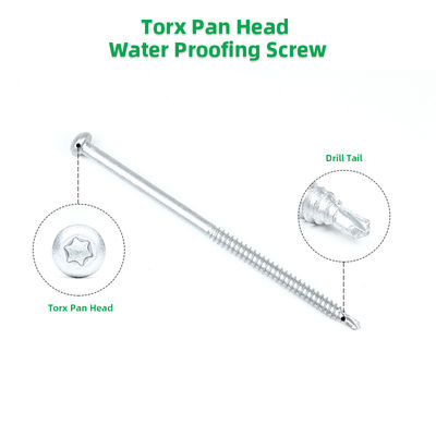 Torx Drive SUS304 Bimetal βίδα από ανοξείδωτο χάλυβα 6.3 X 125mm για TPO PVC οροφή μεμβράνη