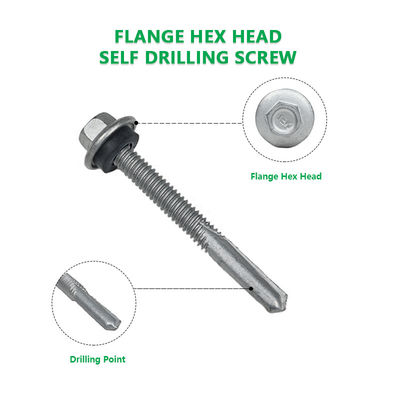 Ζυγός κράμα επικαλυμμένο Hex Flange Head αυτοτρυπάνιση βίδα Tek 7 Για εγκατάσταση 5.5x50